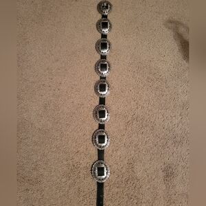 Brighton Silver And Black  Concho Leather Belt M